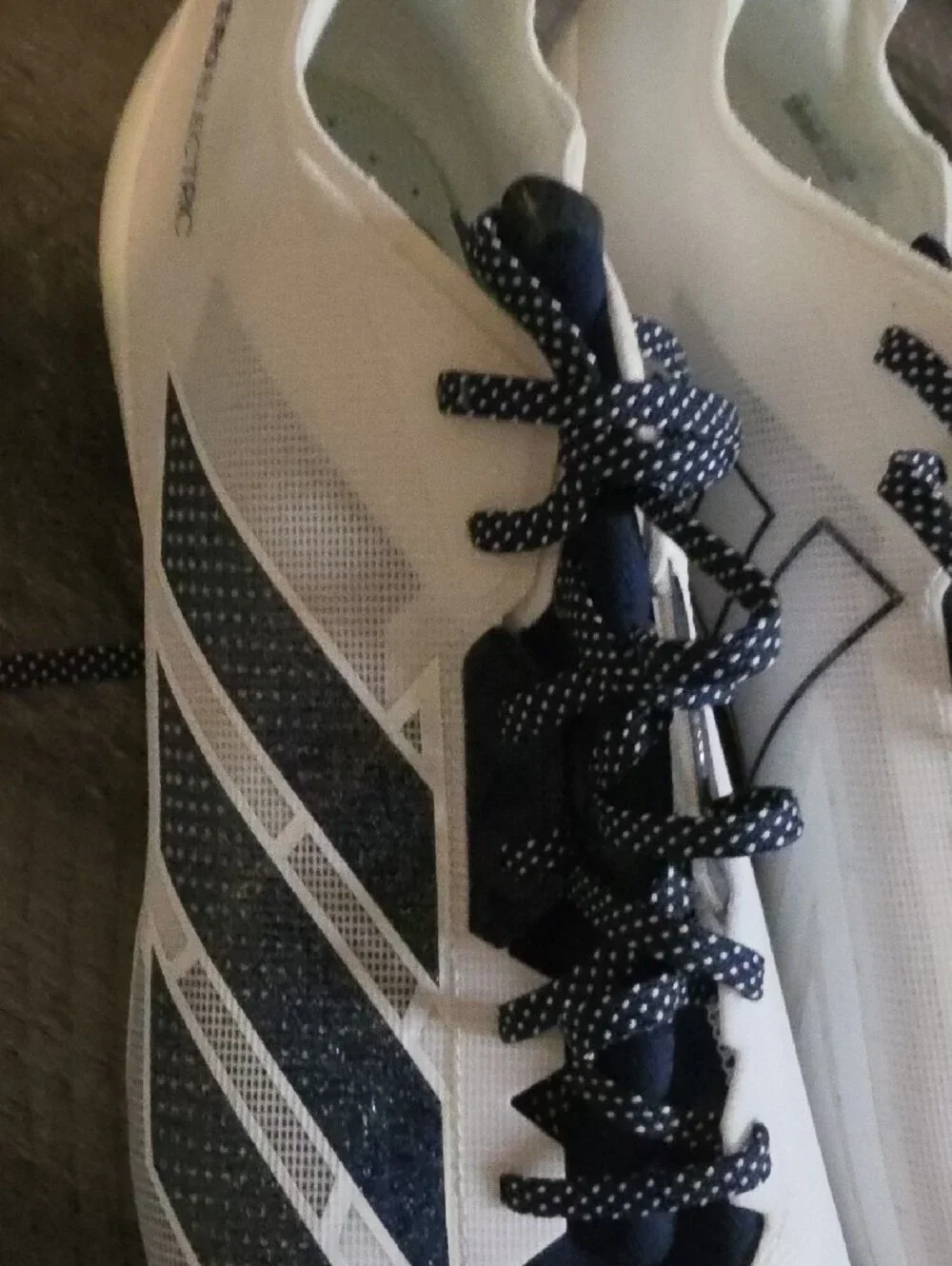 adidas Adizero Electric Men’s White with Navy Accents Athletic Cleats
